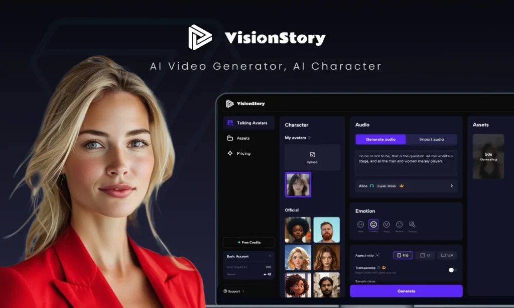 Turn images into talking avatars with VisionStory AI.
