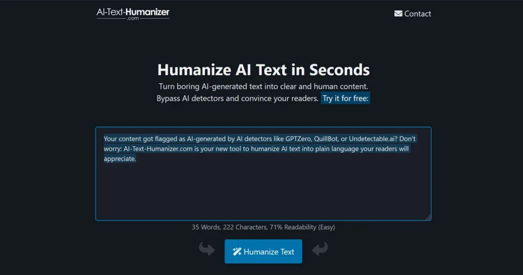 Transform dull AI-generated text into easy-to-read copy and sound like a real person.
