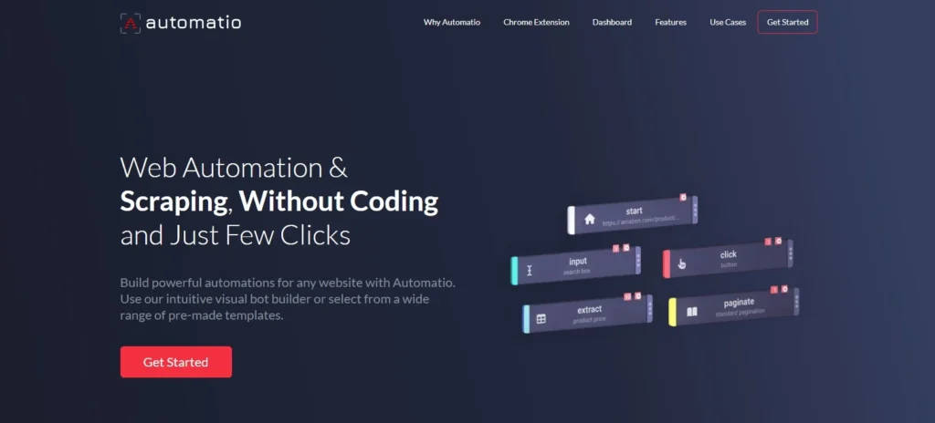 Automatio is the most powerful no-code web scraper and web automation tool that allows you to seamlessly create bots and crawlers without writing a single line of code.