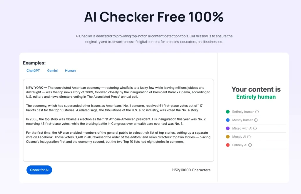 AI Checker can identify AI-generated content in various texts.