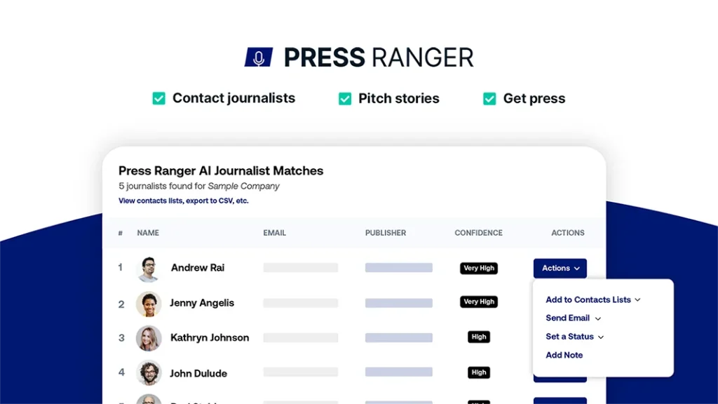 Press Ranger is an AI-powered PR media database.