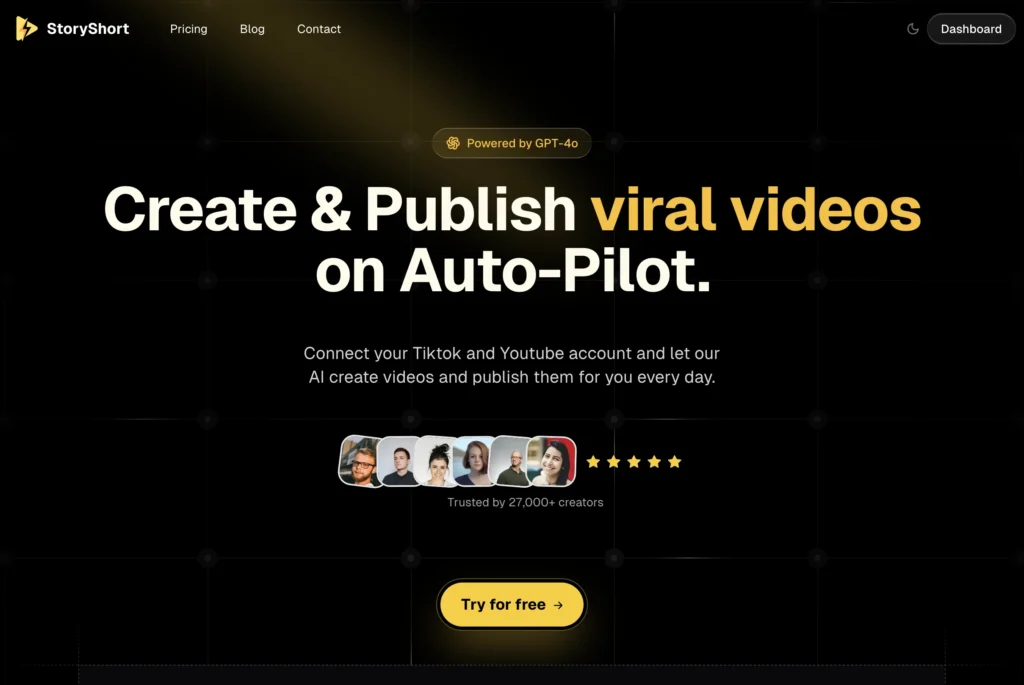Generate viral faceless videos with AI and publish them automatically.